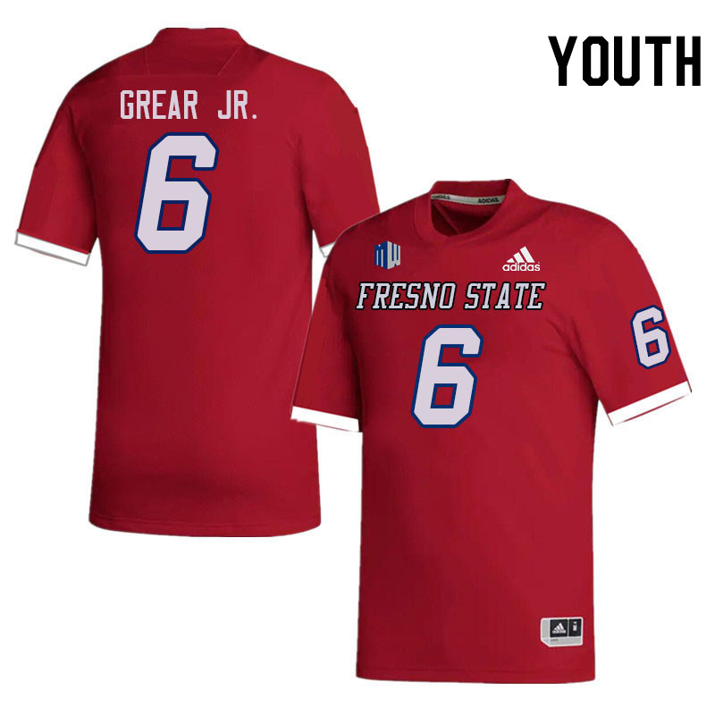 Youth #6 Tim Grear Jr. Fresno State Bulldogs College Football Jerseys Stitched Sale-Red